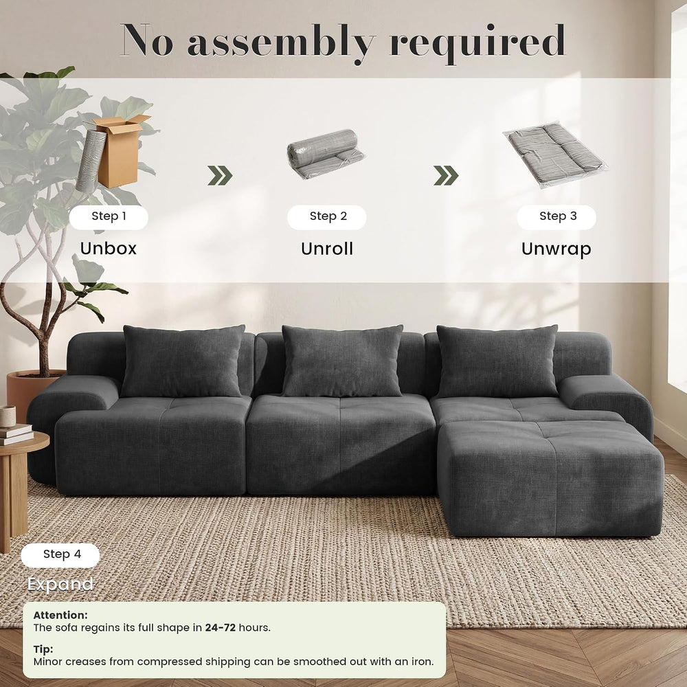 GRUSIGN 118'' Modular Sofa,Sectional Couch for Living Room | Tufted O...