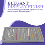 Novel Box 5 Pack 10-Slot Gray Liner Jewelry Storage Tray Inserts 14.75x8.25x1 Inches - Jewelry Organizer Pad for Drawers & Store Displays - Jewelry Display Pads for Necklaces Bracelets & Chains