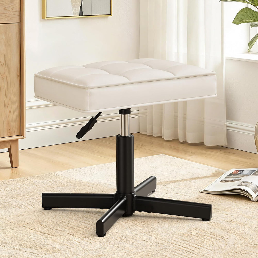 LUE BONA Adjustable Vanity Stool, 15''-19.5'' Foot Rest Under...