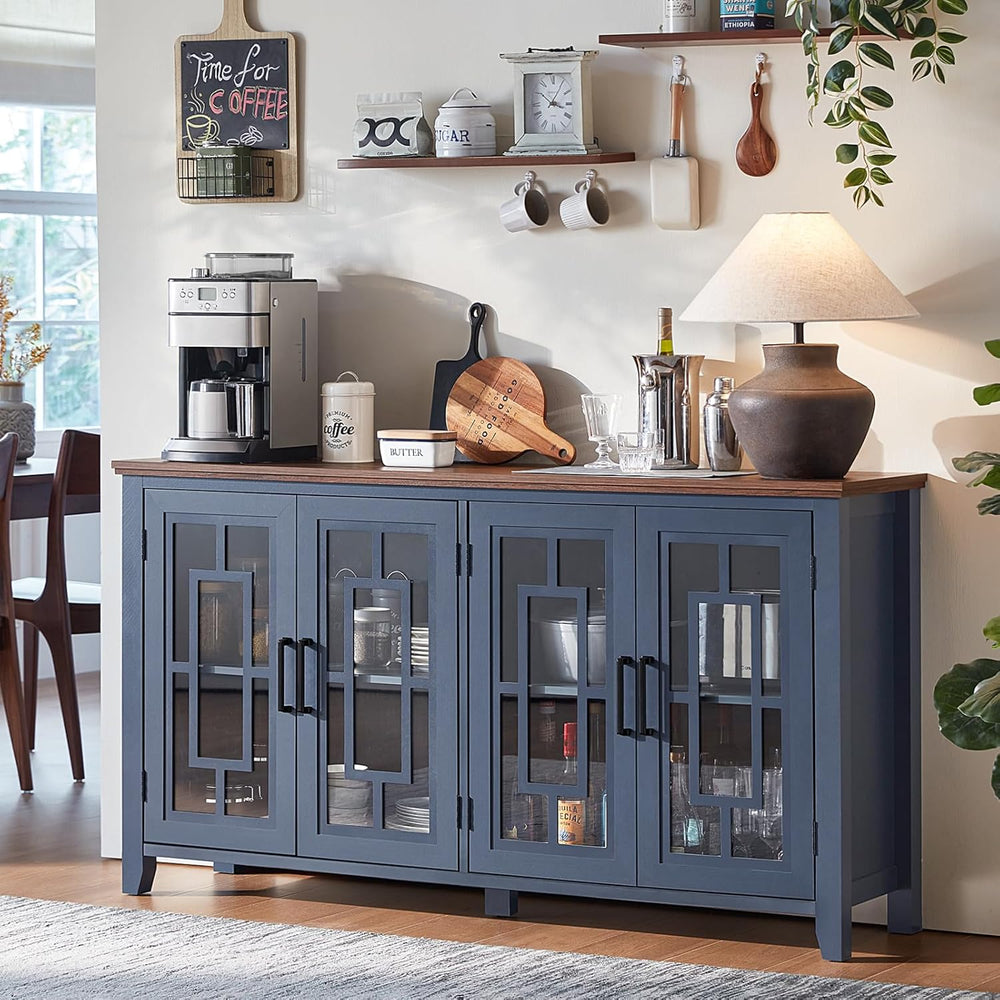 Joaxswe Large Sideboard Buffet Cabinet with Storage, 63" Farmhouse Navy ...