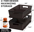 Simple Houseware 2 Tier Bathroom Organizer Tray Pull-Out Sliding Drawer, Under Sink Storage, Brown