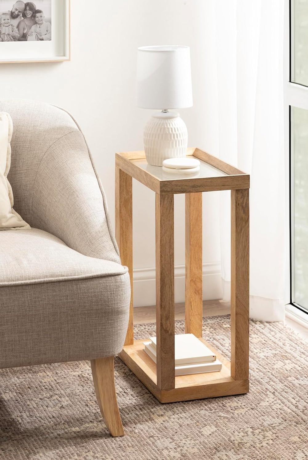 Kate and Laurel Keating Modern Rectangle Mango Wood End Table, 16 x 10 x 24, ...