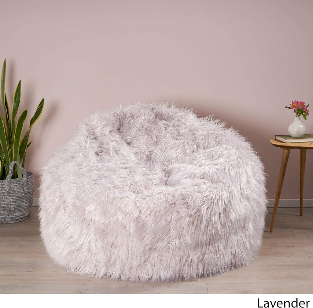 Christopher Knight Home Faux Fur Faux Fur Beanbag, 5', Lavender