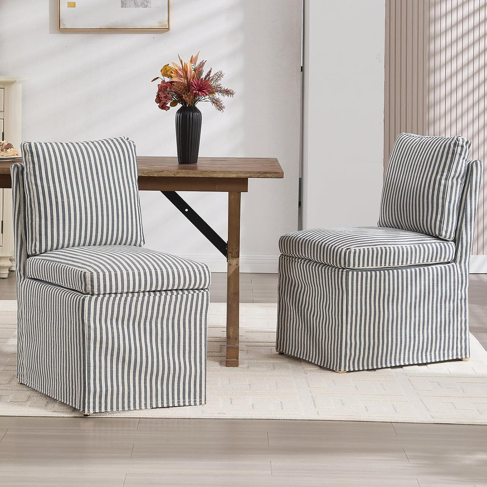 Slipcovered Dining Chairs Set of 2, Farmhouse Upholstered Dining Chair with S...