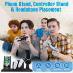 Unique Gift for Gamers, Game Room Decor. Unique Gaming Organizer with Headset Holder, Rotatable Phone Stand & Controller Stand. Wooden Gaming Gadget for Gaming Desktop, Streamer, Teenage Boy
