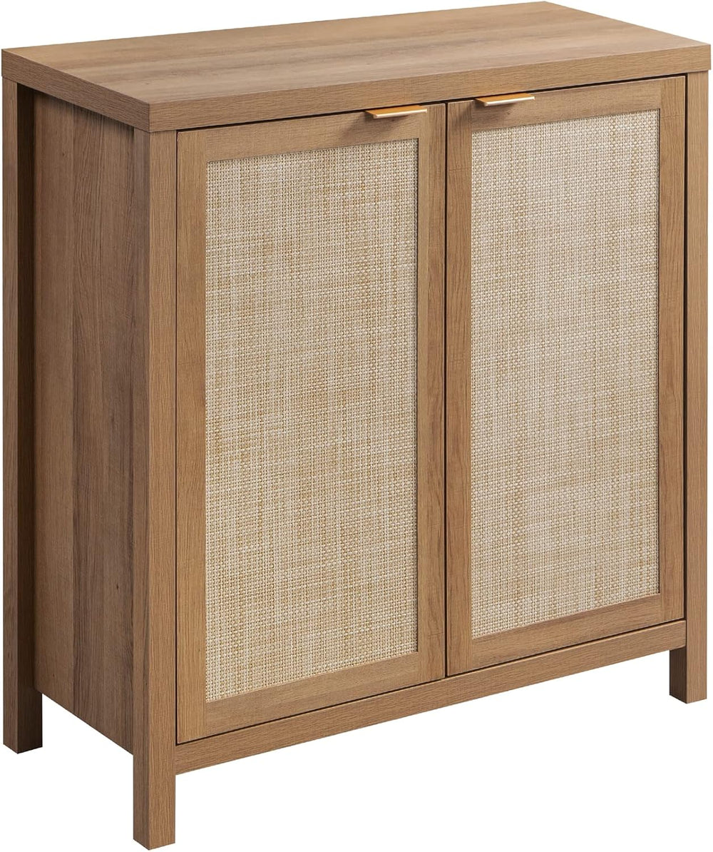 SICOTAS Sideboard Buffet Cabinet with Large Storage - Boho Rattan Credenza Co...