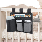 Bedside Caddy Organizer - Bed Organizer Caddy for Remotes Control Phone Glasses Magazines Tablets Accessories - Wheelchair Bag for Hospital Home Office Dorm Room (4 pocket)