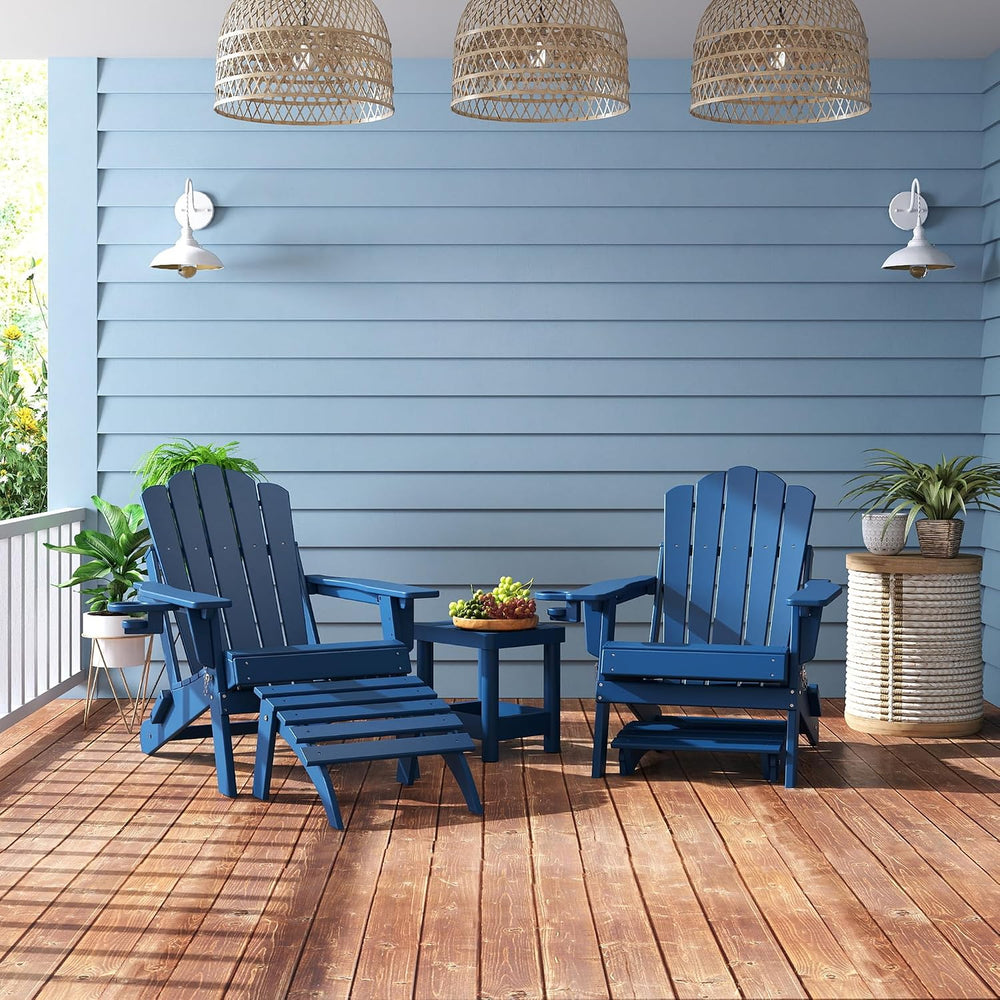 FOOWIN Folding Adirondack Ottoman Set of 4, HDPE All Weather Adirondack Footr...