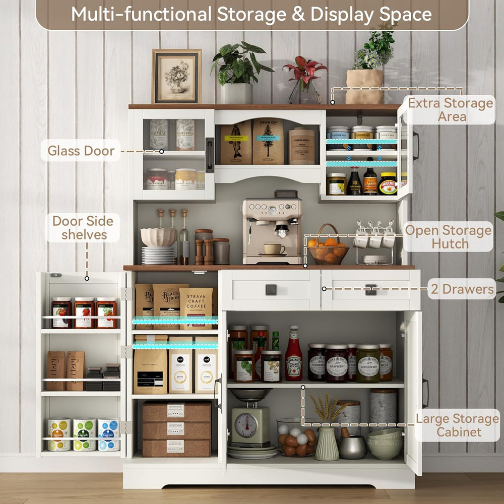 Gyfimoie 60" Tall Farmhouse Kitchen Pantry Storage Cabinet,Kitchen Hutch...
