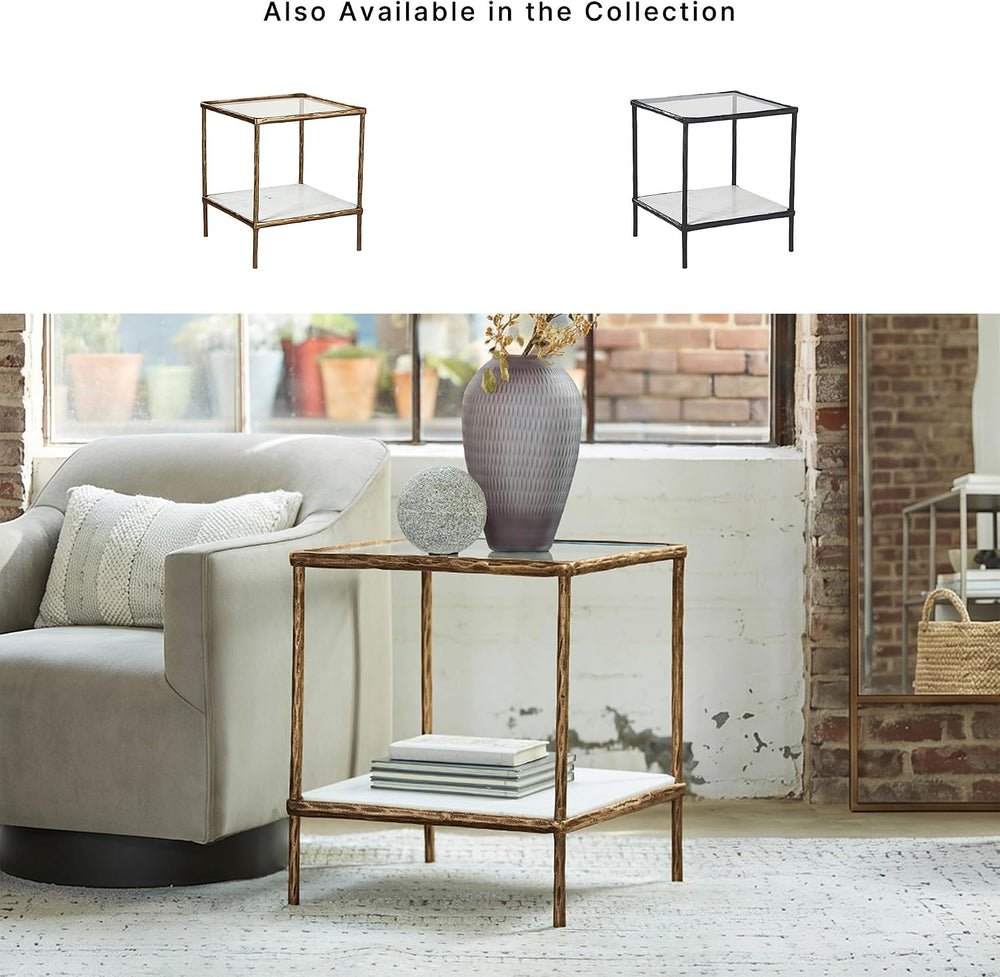 Signature Design by Ashley Ryandale Square End Table, Brass Glass & Marble