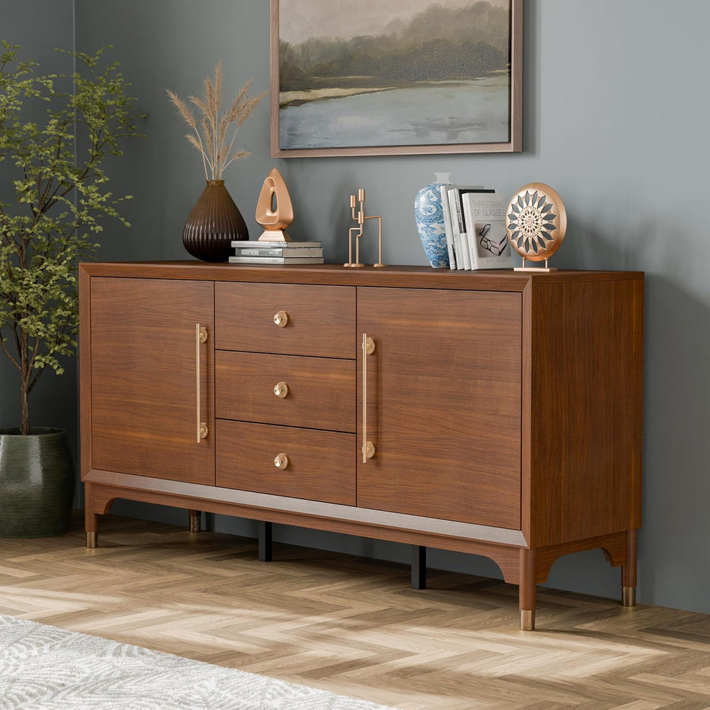 Furniture of America Forma Mid-Century Modern 69-inch Solid Wood Sideboard Bu...