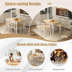 NAFORT Kitchen Table Set for 4, Solid Wood Dining Table and Chairs Set of 4, Farmhouse Dinner Table Set w/Rubber Wood Legs, Mid-Century Modern Dinette Set for Kitchen, Dining Room