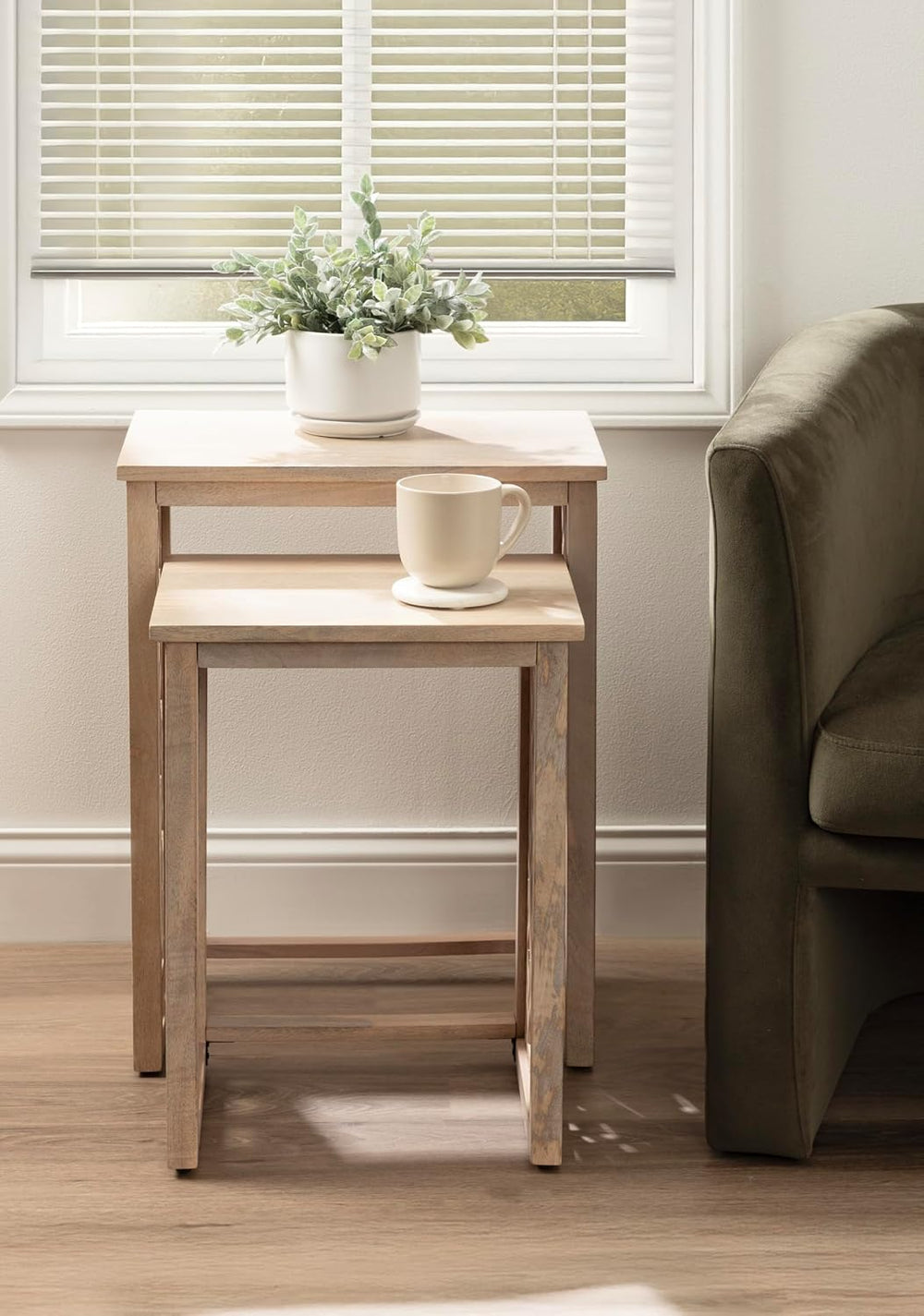 Kate and Laurel Karni Modern Mango Wood Living Room Nesting Tables, Set of 2,...