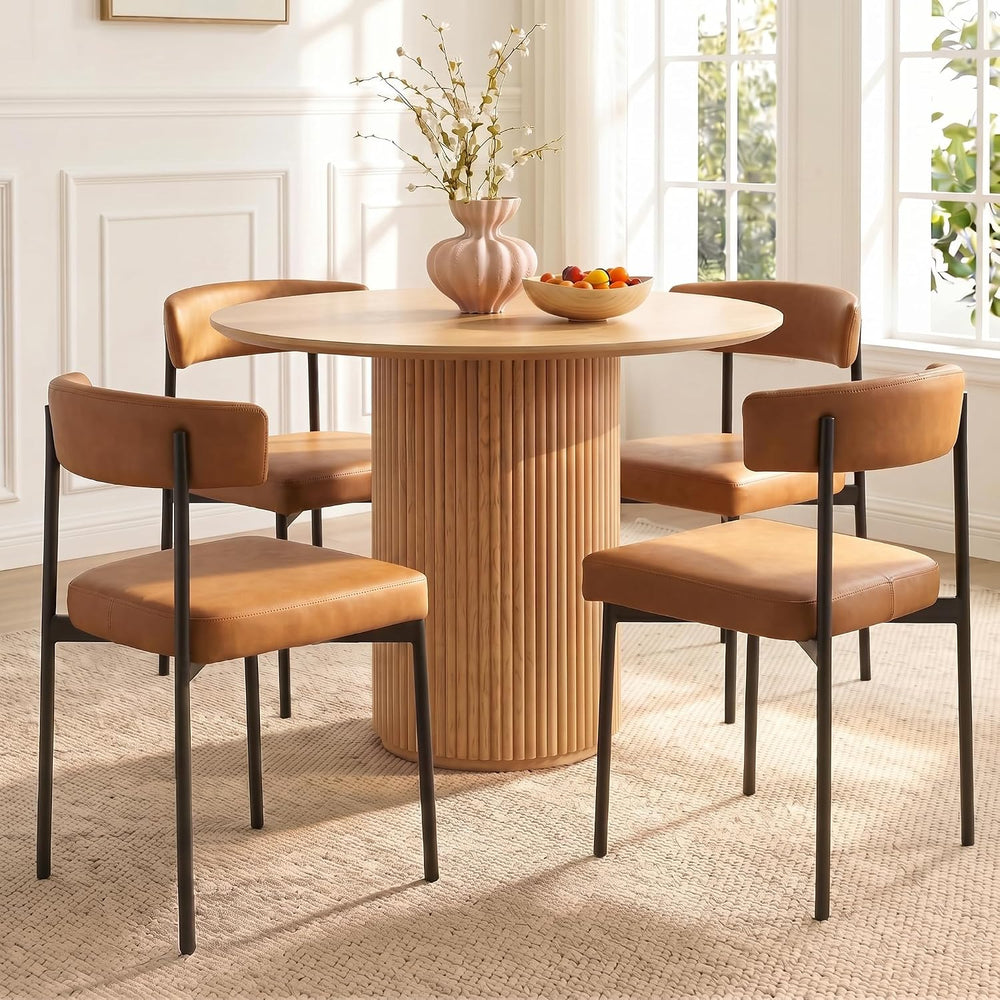 Dining Chairs Set of 4, Upholstered Kitchen Chairs, Brown
