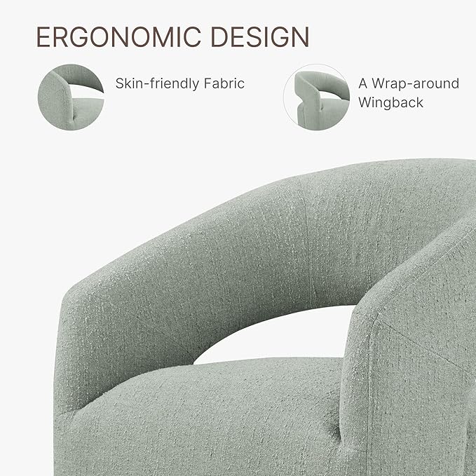 Upholstered Dining Chairs with Casters No Assembly Modern Barrel Armchair with Rollers for Diningroom Bedroom Livingroom Reading Room
