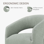 Upholstered Dining Chairs with Casters No Assembly Modern Barrel Armchair with Rollers for Diningroom Bedroom Livingroom Reading Room