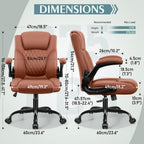 Leather Office Chair for Short People, Small PU Computer Desk Chair with Ergonomic Backrest, Adjustable Armrests, 360° Swivel Rolling Task Chair for Home Office and Gaming