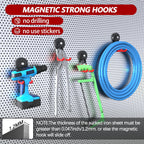 3-H Heavy Duty Magnet Garage Hooks 4 Pack, Large Strong Magnetic Hooks for Hanging Cordless Power Drill, Utility Magnetic Tool Holder for Metal Cabinet, Steel Pegboard, Toolbox, Garage(Red)