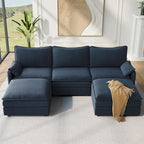 Vesgantti 108" U Shaped Sectional Couch, Comfy Cloud Modular Sectional Sofa with 2 Ottoman Deep Seat Chenille Modern Cloud Sofa, Modular Sofas for Living Room, Bedroom and Apartment, Blue