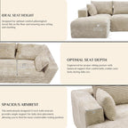 107" L-Shaped Boneless Sectional Sofa with Left-Facing Chaise, Beige | Deep-seat corduroy cloud couch with a modular boneless design and no assembly required for easy, comfortable lounging.