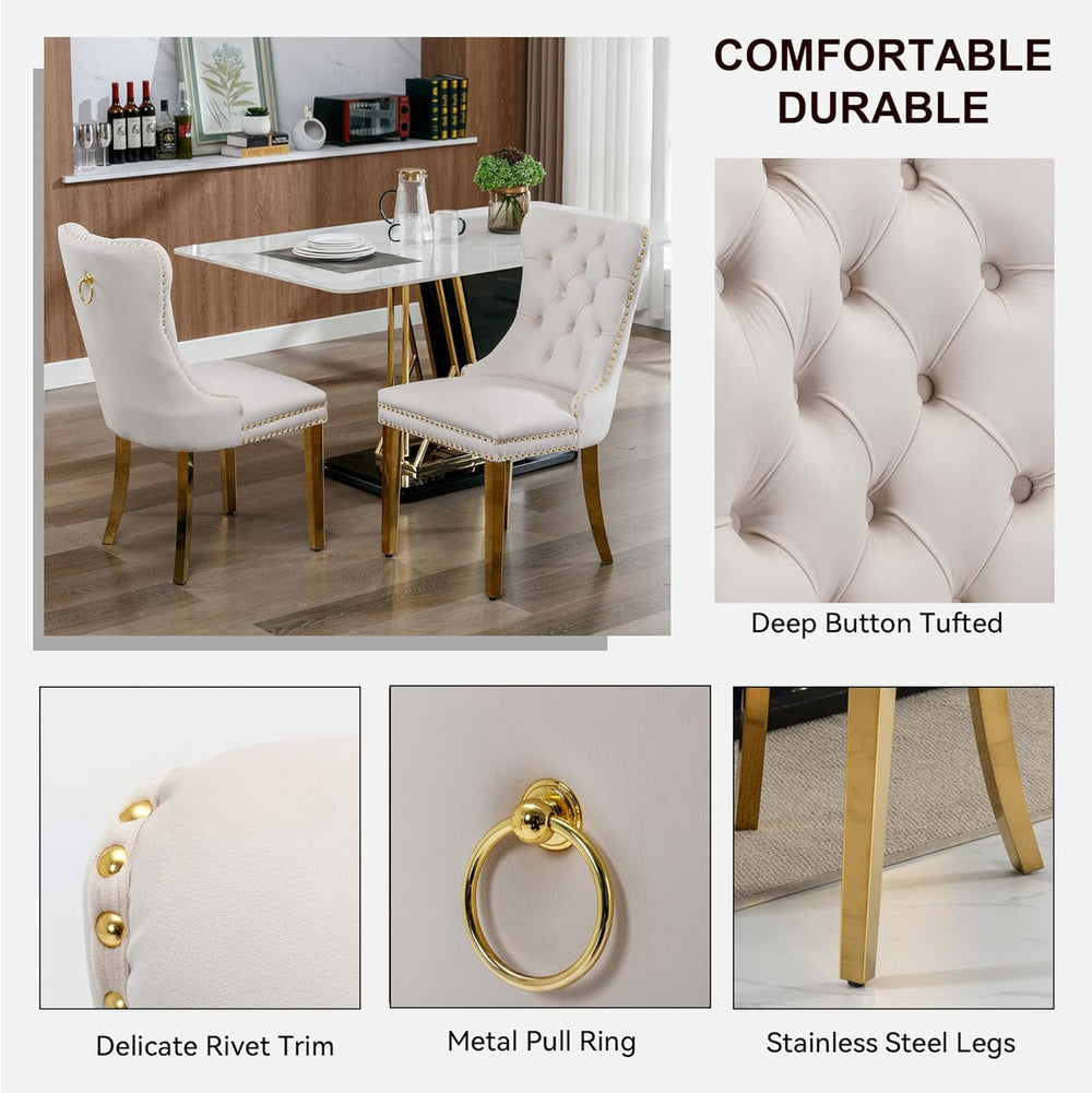 SSLine 61" Glass Dining Table Set for 6,Modern 7 Pieces Kitchen Table an...
