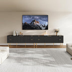 SICOTAS TV Stand for 55/60/65/70 Inch TV - 62 Inch TV Stands for Living Room Entertainment Center with 4 Drawers, Fluted Modern TV Media Console Television Cabinet for Bedroom(Black, 2 Pieces)
