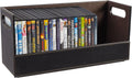 Stock Your Home DVD Storage Box, Movie Shelf Organizer for Blu-Ray, Video Game Cases, CDs, VHS Tape Display Stand, Disc Holder Can Store Up to 28 DVDs, Faux Leather (Espresso) 2 Pack