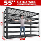 REIBII Garage Shelving 3500LBS, 6 Tier Storage Shelves, Adjustable Heavy Duty Shelving Unit, Metal Shelf for Warehouse, Basement, Pantry, Factory, 55" W x 26" D x 84" H, Black