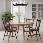 HNY Walnut Windsor Dining Chairs Set of 2, Farmhouse Wooden Kitchen Chairs with Spindle Back, Mid Century Modern Armless Kitchen Side Chair for Dining Living Room Restaurant
