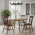 HNY Walnut Windsor Dining Chairs Set of 4, Farmhouse Wooden Kitchen Chairs with Spindle Back, Mid Century Modern Armless Kitchen Side Chair for Dining Living Room Restaurant