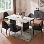 Morden Fort Boucle Dining Chairs Set of 4, Thick Upholstered Chairs with Metal Legs & Curved Backrest, Post Modern Minimalist Chair for Dining Room, Kitchen, Living Room, Bedroom, Apartments, Black