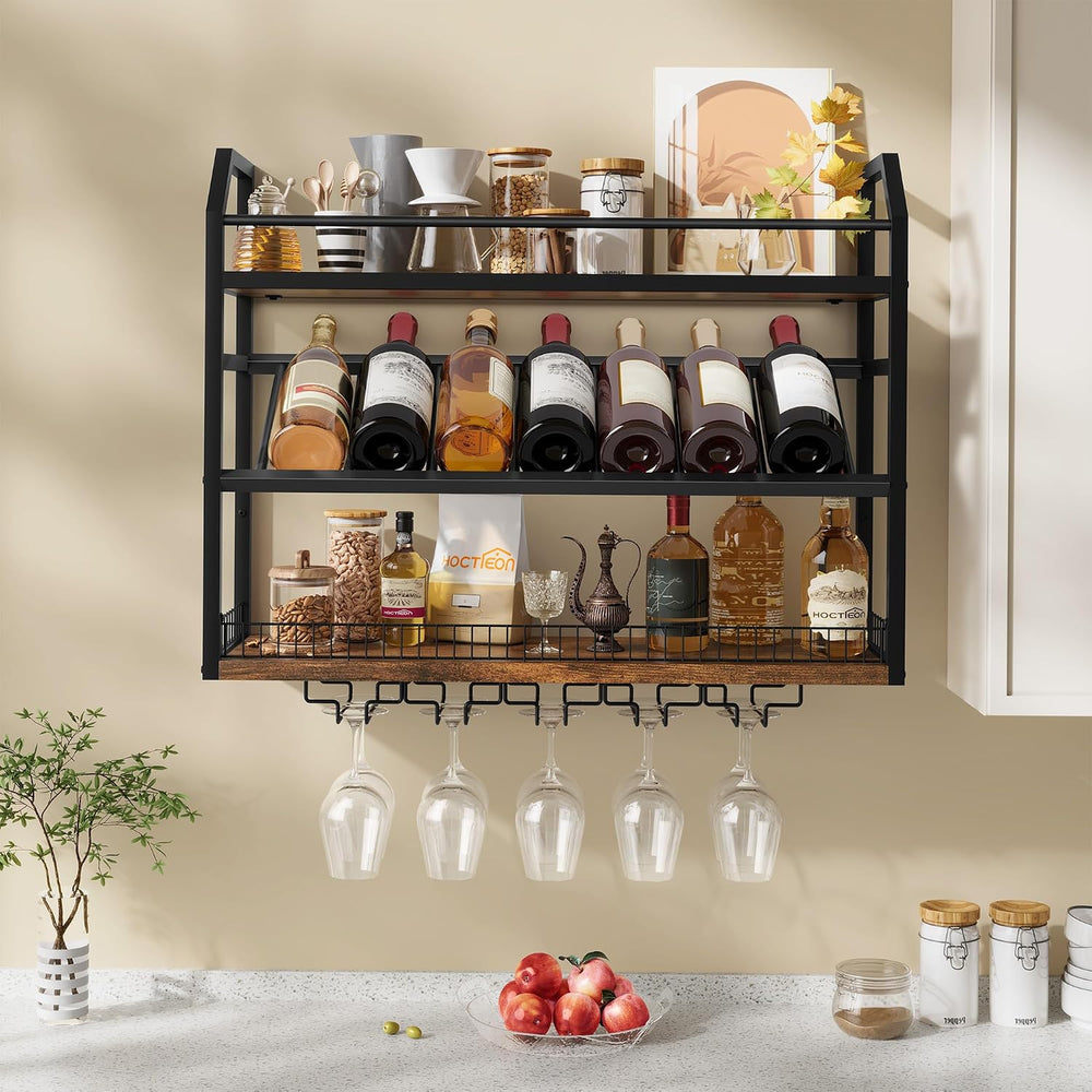 Hoctieon Wall Mount Wine Rack, Wall Mounted Wine Bottle Rack for Display and ...
