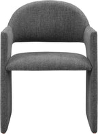 Modway Talia Upholstered Fabric Dining Armchair in Charcoal - Modern Curved Dining Chair with Open-Back - Living Room Barrel Lounge Chair - Single Upholstered Accent Chair with Arms