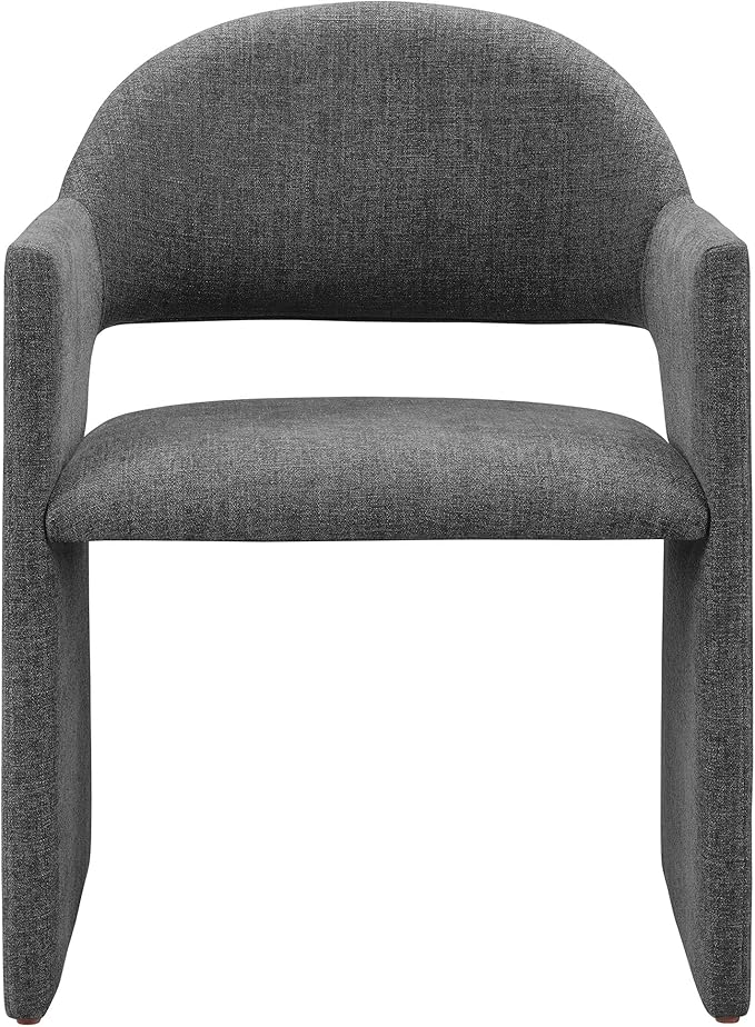 Modway Talia Upholstered Fabric Dining Armchair in Charcoal - Modern Curved Dining Chair with Open-Back - Living Room Barrel Lounge Chair - Single Upholstered Accent Chair with Arms