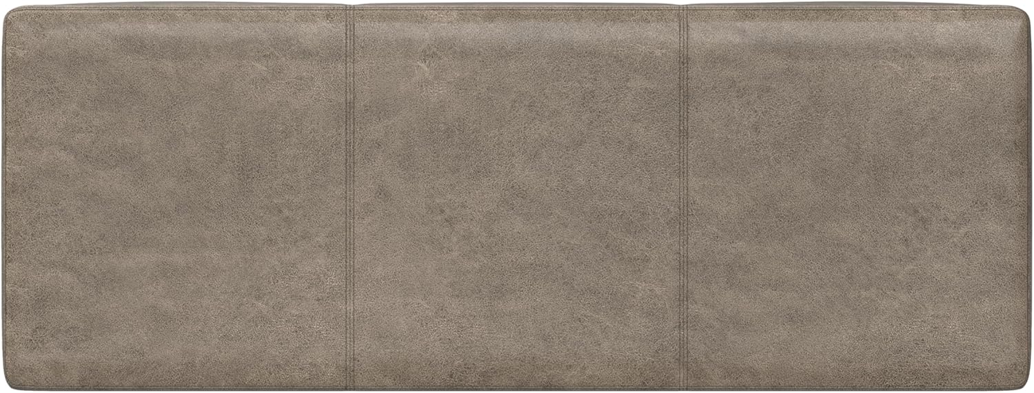 SIMPLIHOME Avalon Storage Ottoman Bench - 48" Wide x 16" High Upholstered Vegan Leather Rectangular Lift-Top Ottoman in Distressed Smoky Grey Brown, Transitional Storage Bench with High-Density Foam