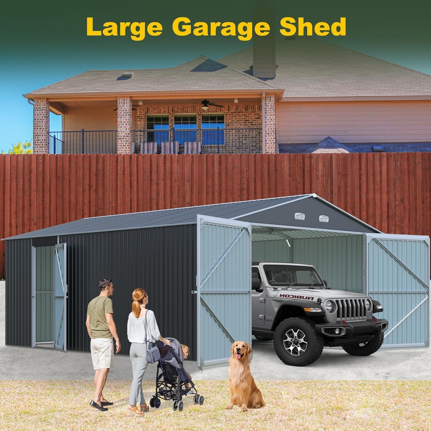 Outdoor Storage Shed 20x13 FT, Sheds & Outdoor Storage Clearance - Metal Garage Shed for Car, Truck, Bike, Garbage Can, Lawnmower - Backyard Tool House Building with 2 Doors and 4 Vents
