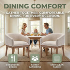 Wahson Barrel Dining Chairs Set of 4, Beige Linen Upholstered Dining Room Chairs with Arms, Mid Century Farmhouse Kitchen Chairs with Natural Wood Legs, for Bedroom/Living