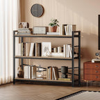 3 Tier Bookshelf 39.37" Width, Dorm Desk Hutch, Desk Shelf, Long Industrial Bookcase, Wooden Large Book Shelf for School Home Living Room Bedroom Office Storage(Light Coffee)