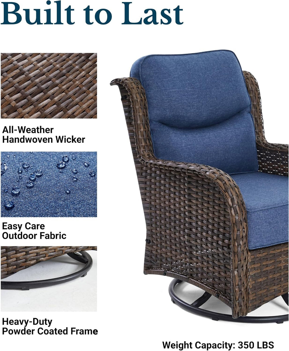 HILLGA Luxury 5 PCS Outdoor Swivel Rocker Patio Chairs of 2