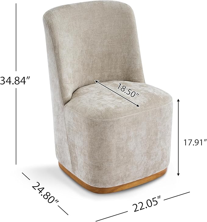 Christopher Knight Home Lucy Chenille Upholstered Dining Chairs Set of 2, Sturdy Wooden Dining Chair with Pedestal Base, Modern Kitchen Chairs with Solid Back, Versatile Indoor Usage, Oatmeal