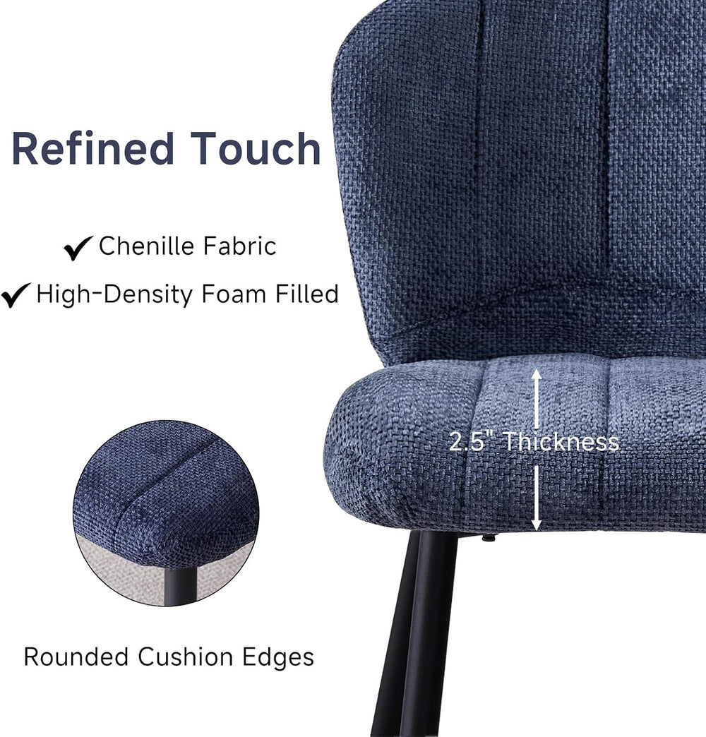 Dining Chairs Set of 4, Upholstered Chenille Fabric Kitchen Chairs with Wingb...