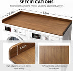 Gashell Washer Dryer Countertop, 27.5" x 58" Bamboo Washer and Dryer Countertop for Laundry Room Organization(Retro Brown)