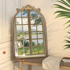 Arendahl Traditional Vintage Arch Mirror, 20" X 30" Baroque Ornate Accent Wall Mirrors Decorative Beaded Frame for Bathroom Sink, Entryway, Bedroom Vanity, Over Mantel Fireplace Wall Decor