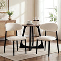UVV Dining Chairs Set of 2, Metal Kitchen Chairs with Modern Fabric Upholstered for Dining Room, Beige