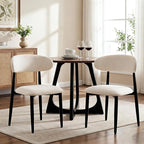 UVV Dining Chairs Set of 2, Metal Kitchen Chairs with Modern Fabric Upholstered for Dining Room, Beige