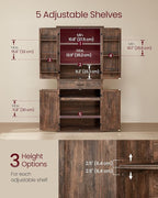 VASAGLE LIRY Collection - Pantry Cabinet, 70.3-Inch Tall Farmhouse Kitchen Storage Cabinet with Barn Doors, Drawer, Tray, Adjustable Shelves, for Kitchen, Dining Room, Hazelnut Brown UBBK364K01