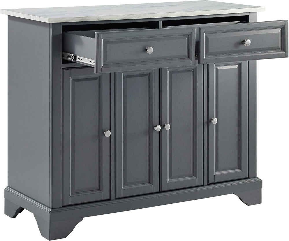 Crosley Furniture Avery Kitchen Island with Storage Shelves, Microwave Stand,...