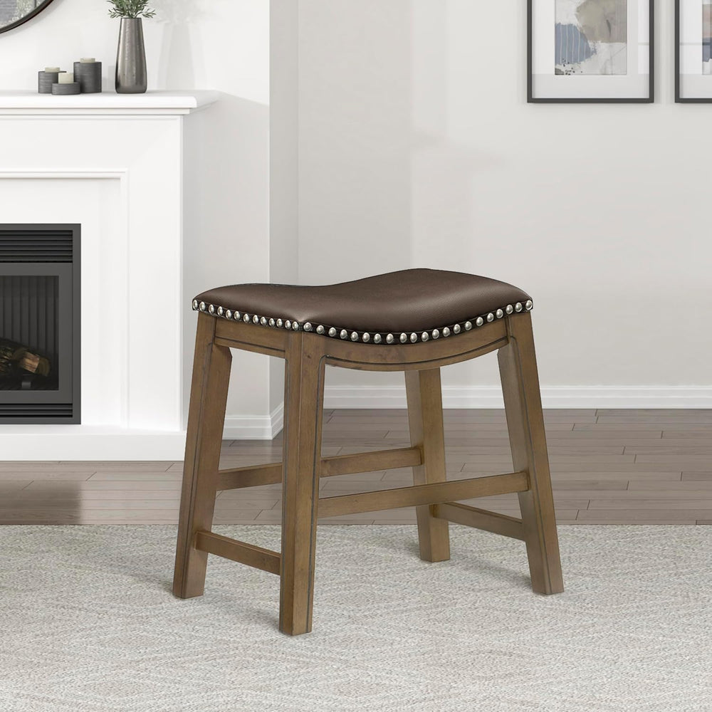 Lexicon Ordway Solid Wood Dining Height Stools - Saddle Table Height Stools f...