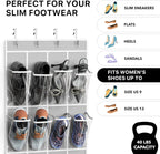 Simple Houseware 24 Pockets Clear Over the Door Shoe Organizer, Gray | 64" x 19", 4 Durable Metal Hooks, 4.3" x 9.5" Pocket Size, Multipurpose