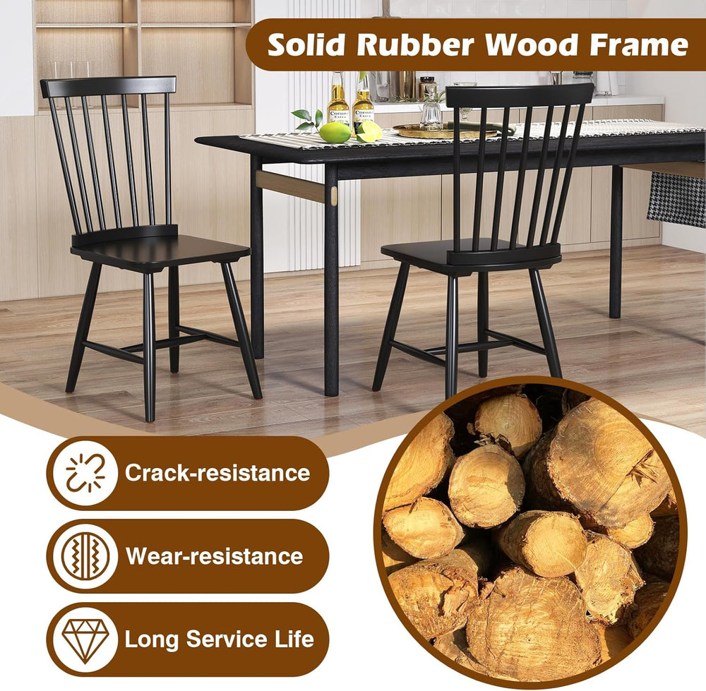 KOTEK Windsor Dining Chairs Set of 4, Wooden Kitchen Chairs with Spindle Back...